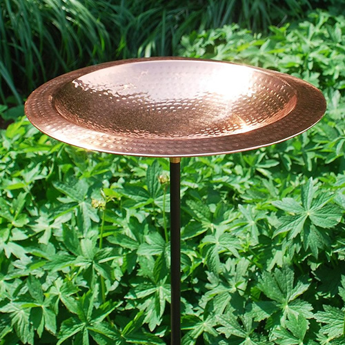 Hammered Copper Bird Bath with Stake