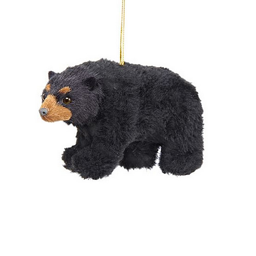 Plush Black Bear Ornament, Set of 2