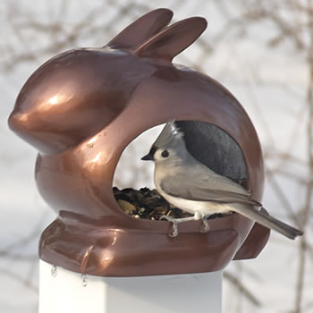 Bronze Bunny Bird Feeder