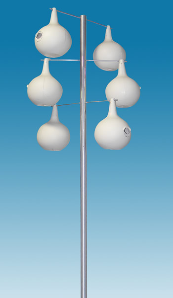 6 Double Spiral Aluminum Gourd Pole Kit 13.5 Pole with 6 Gourd