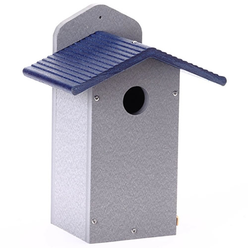 Bluebird House Gray with Blue Roof