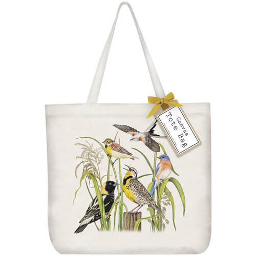 Birds in Grass Tote Bag